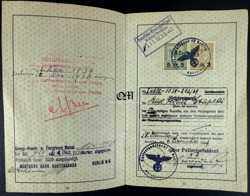Pasaporte Alemán para un Ciudadano Judío Marcado «J» de Octubre del 1939. Excepcional. - Imagen 8